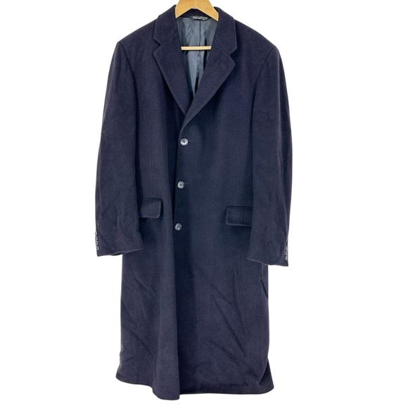 Neiman Marcus vintage heavy lined 46” chest Navy Cashmere Overcoat - Picture 1 of 16